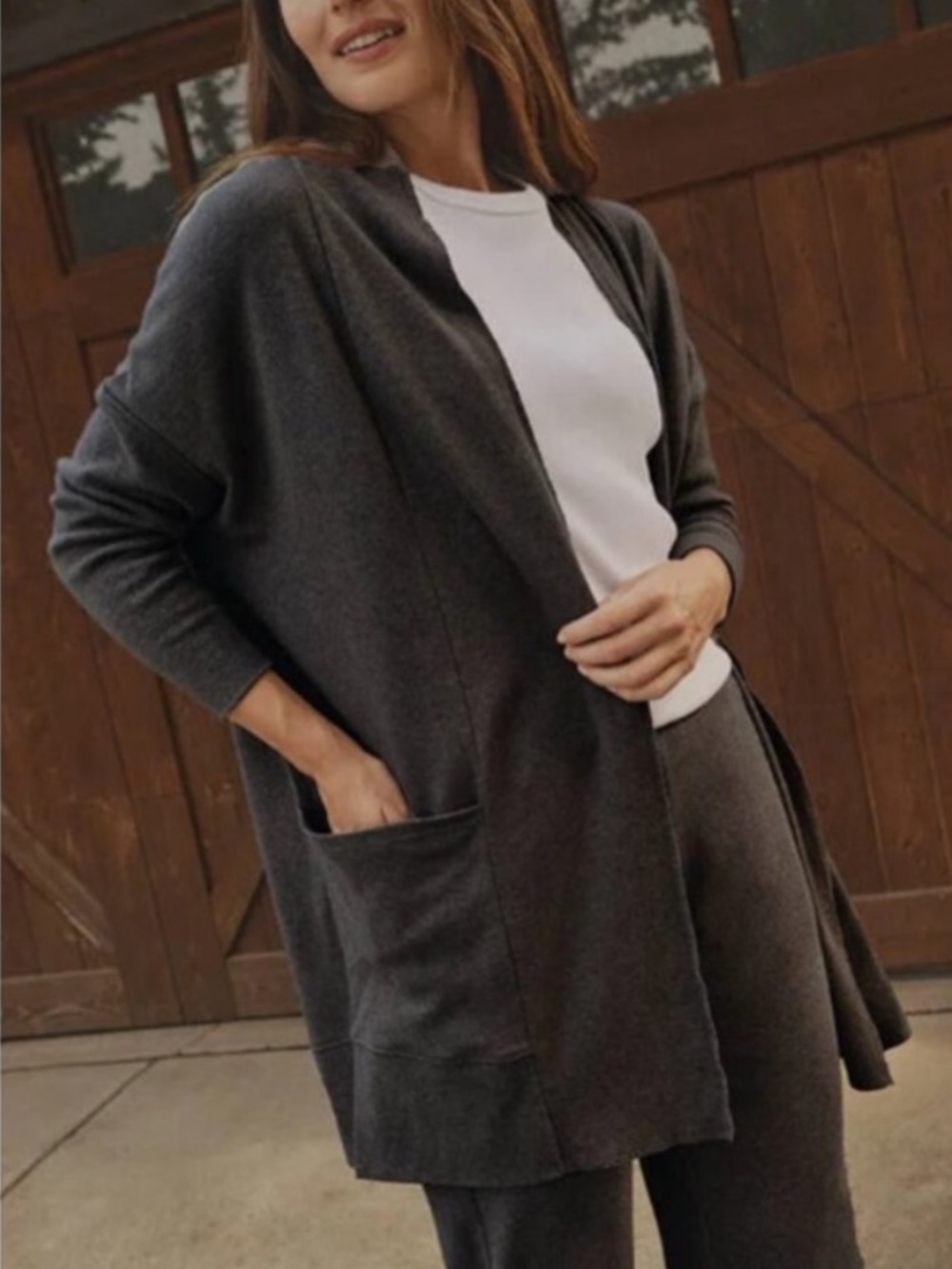 Pact Airplane Wrap Cardigan Organic Cotton Charcoal Heather Gray Size XS/S Drape